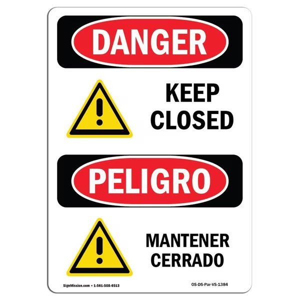 Safety Sign, OSHA Danger, 10